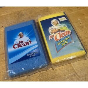 Mr. Clean Sponge Mop Refill‎ Classic With Scrubber Snap On Replacement (2) 4130